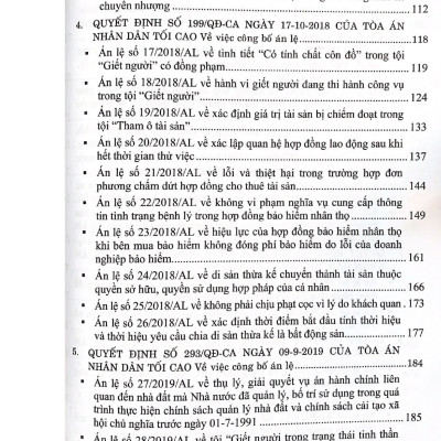 Hệ thống 70 Án lệ và các Giải đáp vướng mắc trong nghiệp vụ xét xử của Tòa án nhân dân tối cao từ năm 2016 đến nay