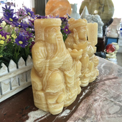 Bộ tượng thờ hai ông Tài Địa Thần Tài Thổ Địa đá ngọc hoàng long - Cao 20 cm