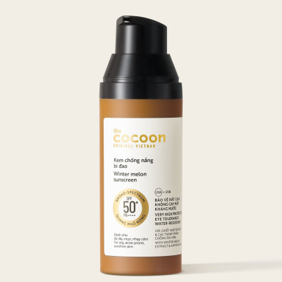 Kem chống nắng bí đao quang phổ rộng, bảo vệ rất cao SPF 50 +, PA ++++ Cocoon 50ml thuần chay