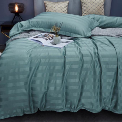 Bộ 5 món vỏ chăn drap gối cotton lụa 3F sọc 3 phân cao cấp A - dành cho khách sạn, homestay, nhà nghỉ ( hàng loại 1) + tặng kèm 1 túi thơm thảo dược