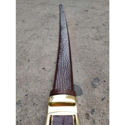 Nịt da cá sấu BẢN LỚN phù hợp bụng bia. Da bụng vân đẹp nhẹ nhàng! (mặt vàng)