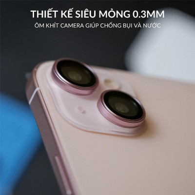 Bộ vòng kính cường lực viền kim loại bảo vệ camera cho iPhone 15 Pro / 15 Pro Max / 15 Plus / iP 15 hiệu HOTCASE Kuzoom AR-LENS  độ cứng 9H, chống trầy xước, giữ nguyên chất lượng ảnh chụp - Hàng nhập khẩu