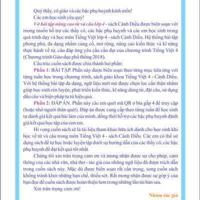 Sách - Vở Bài Tập Nâng Cao Từ Và Câu Lớp 4 - Biên Soạn Theo Chương Trình GDPT Mới - Bộ Cánh Diều - Ndbooks