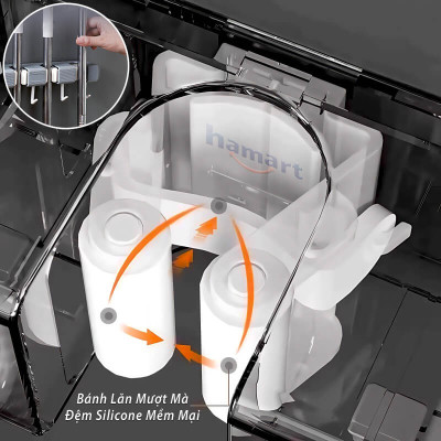 Giá Đỡ Chổi 4 Lỗ Kẹp Cây Lau Nhà 5 Móc Treo Khăn Bàn Chải Cọ Tắm Đa Năng Hamart Dán Tường Siêu Dính