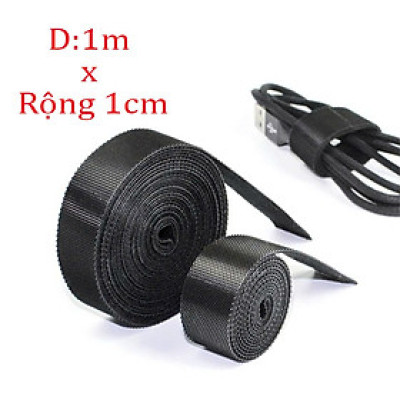 Combo 2 Cuộn Băng Gai Dính Cỡ 1cm x 1m - Dây Dính 2 Mặt Quấn Dây Điện, Dây Sạc, Tai Nghe Gọn Gàng - Hàng Nhập Khẩu