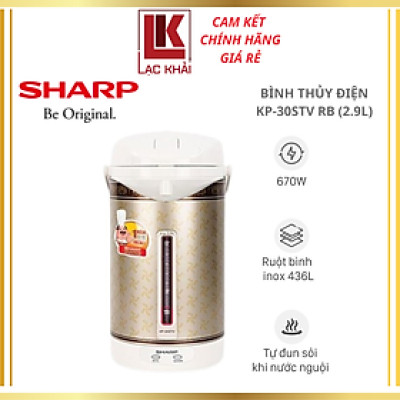 Bình thủy điện Sharp KP-30STV RB 2.9 lít , Công suất 670W, Đế xoay 360 độ - Hàng chính hãng