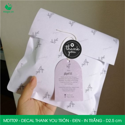 MDTT09 - D2.5cm - 1000 Sticker Thank you, decal Thank you tròn dán hộp carton, tem cám ơn, nhãn dán cảm ơn trang trí gói hàng