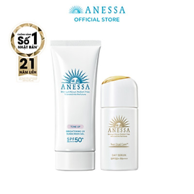 Bộ đôi Kem chống nắng dạng gel dưỡng sáng nâng tông & hiệu chỉnh sắc da + Serum chống nắng dưỡng da nâng tông (Anessa Brightening Gel 90g + Day Serum 30ml)