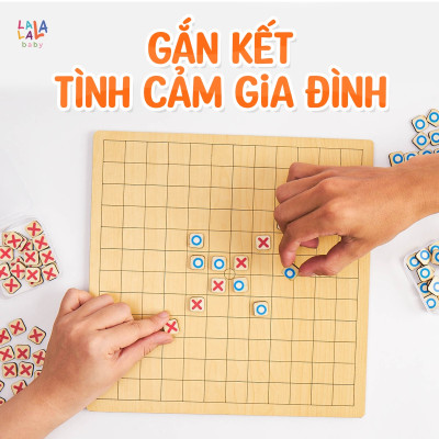 Đồ Chơi Gỗ Boardgame 2in1 Cờ Caro kèm Cờ Cá Ngựa – Lalala Baby