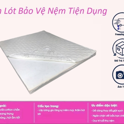 Tấm Lót Bảo Vệ Tiện Dụng Nệm Có Thun Chằn 4 Góc [Đủ Size]