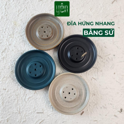 Đế Hứng Nhang Thảo Mộc Yên Bằng Gốm Tối Giản Phong Cách Thiền Nhật Đựng Tàn Nhang