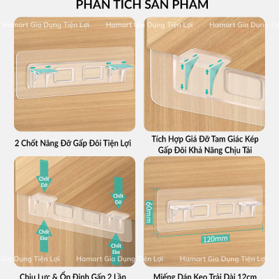 COMBO 2 Móc Dính Tường Kê Sàn Hamart Dán Lót Ván Đỡ Kệ Chữ L KEO DÀY Chịu Lực 5KG KO KHOAN ĐỤC