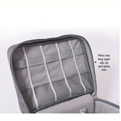 Hộp Túi Vải Đựng Phụ Kiện Công Nghệ Đa Năng Nhiều Ngăn Chống Thấm Nước Túi Phụ Kiện Du Lịch Cho Cáp Sạc Di Động, Sạc Dự Phòng, Điện Thoại, Tai Nghe, Thẻ Nhớ - Hàng Chính Hãng