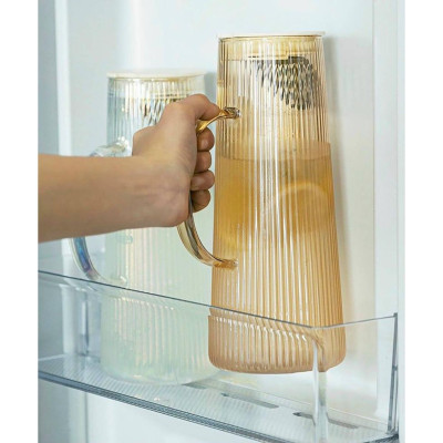 Bình đụng nước uống thủy tinh cao cấp vân tăm 1270ml mạ vàng