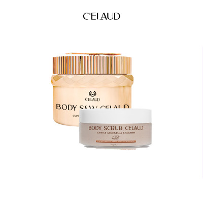 Combo kem dưỡng trắng da body và tẩy tế bào chết Celaud