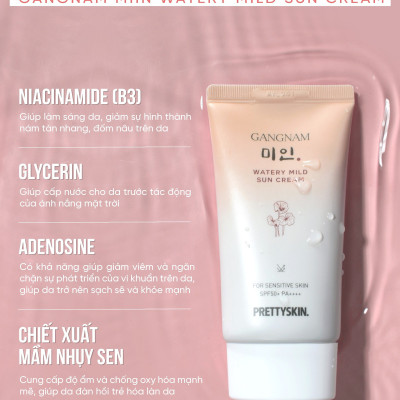 Kem chống nắng cấp nước dành cho da khô Pretty Skin Gangnnam Min Watery Mild Sun Cream