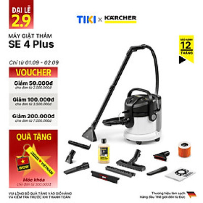 (Sản xuất Châu Âu) Máy giặt thảm, Sofa Karcher SE 4 Plus - Công suất 1000W - Làm sạch thảm, sofa và hút bụi đa năng dùng cho gia đình - Hàng Chính Hãng