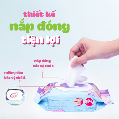 COMBO 10 Khăn ướt baby ENJOY mềm mại, dưỡng ẩm, tiện dụng, đạt chuẩn sức khỏe SGS - Gói 20/50/80 tờ