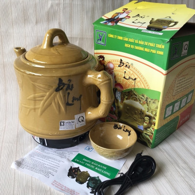 Ấm Siêu Sắc Thuốc Điện Tự Động Gốm Bát Tràng Bảo Long Phú Vinh Cao Cấp PV-386H (3,2 lít) - Màu Ngẫu Nhiên - Hàng Chính Hãng