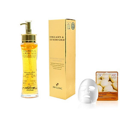 Tinh Chất COLLAGEN LUXURY GOLD 3W CLINIC Trắng Da 150ml KOREA + Tặng Mask 3W POTATO MASK SHEET