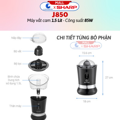 Máy Vắt Cam Cao Cấp Sharp EJ-J850-BK - Công Suất 85w - Hàng Chính Hãng - Bảo Hành 12 Tháng