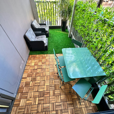 Vỉ Gỗ Lót Sàn Ban Công Thương Hiệu ANKAN Màu Nâu Vàng Loại 12 Nan, Ván gỗ lót sàn ngoài trời, Sân vườn, Hồ Bơi, Phòng Spa, Siêu Bền, Chịu Nước Tốt, Chống trơn Trượt, Tiêu Chuẩn Xuất Khẩu (10 Tấm)