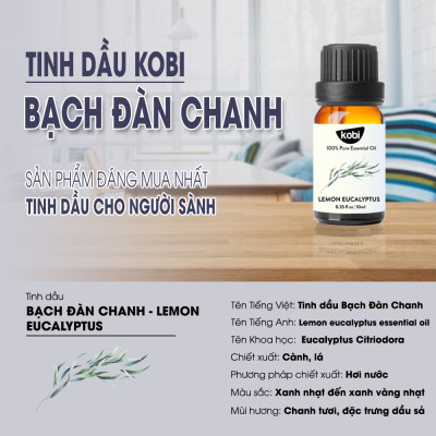 Tinh Dầu Bạch Đàn Chanh Kobi Lemon Eucalyptus Essential Oil Dùng Xông Phòng, Giúp Tăng Cường Hệ Hô Hấp, Giảm Stress, Tập Trung Tinh Thần