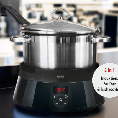 Nồi Lẩu Bếp Từ CASO Induktions-FonDue Schwarz, Phong Cách Châu Âu Đủ 8 Người Dùng, Dung Tích 2.5L, Công Suất 1000W - Hàng Nhập Khẩu Đức