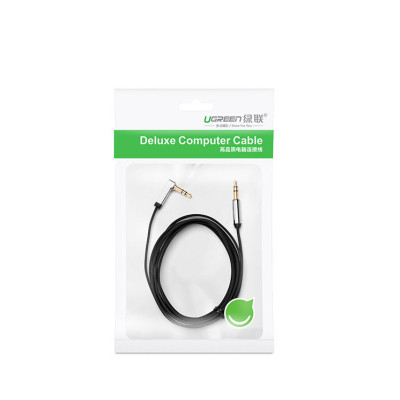Dây Audio 3.5mm dẹt,mạ vàng 1 đầu vuông 90, TPE dài 1m UGREEN AV119 10597 - Hàng Chính Hãng.