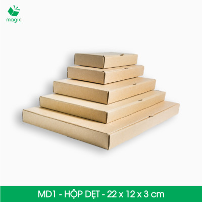 MD1 - 22x12x3 cm - 100 Thùng hộp carton trơn đóng hàng