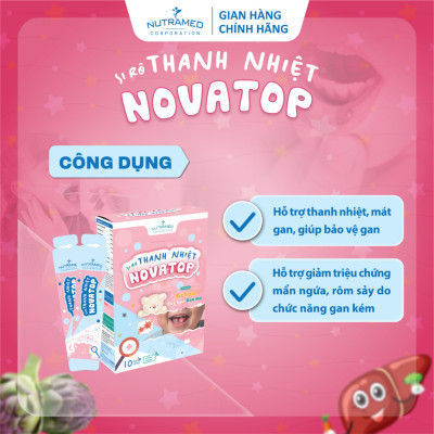 Siro Novatop hỗ trợ thanh nhiệt, mát gan, giảm nhiệt miệng cho bé (10 gói) - Nutramed