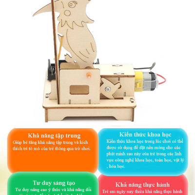 Bộ Đồ Chơi Lắp Ghép STEM Mô Hình Chim Gõ Kiến, Bộ Đồ Chơi Khoa Học Tự Làm Chim Gõ Kiến, Bộ Đồ Chơi Gỗ Cao Cấp Khoa Học Tự Làm DIY Wood Steam - Chính Hãng BABYBOSS.
