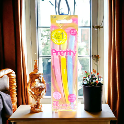 Dao Cạo Lông Mày Cán Dài Kai Pretty 01628-GA0053 (Set 3 cây)