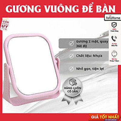 Gương Vuông Để Bàn Hai Mặt Lúa Mạch Gương Lúa Mạch Trang Điểm Cao Cấp Xoay 360 Độ Giao Màu Ngẫu Nhiên