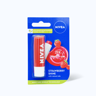 Son Dưỡng Môi NIVEA Strawberry Shine Hương Dâu - Màu đỏ (Thỏi 4.8g)
