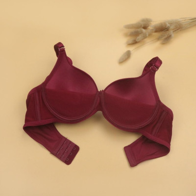 Áo Lót Không Gọng 3 Móc LUPERI LU3AL857 Quả Trơn Dây Lưng To Đệm Mút Dày Có Lớp Lưới Tạo Thông Thoáng Và Nâng Ngực Tốt