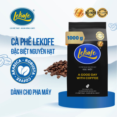 Cà phê nguyên hạt Đặc Biệt Lekofe 80% Robusta 20% Arabica Đắng đậm chua nhẹ Túi 1000gram