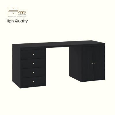 HAPPY FURNITURE , Bàn làm việc 4 ngăn kéo 2 cửa mở - DALEY , BAN_156 , 180cm x 59cm x 75cm DxRxC