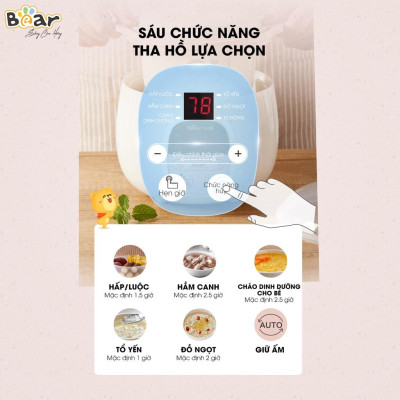 Nồi chưng yến điện Bear, Nồi nấu chậm 0.8L Bear Chính hãng, nấu cháo bản Quốc tế - Hàng chính hãng