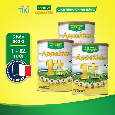  Combo 3 Sữa dinh dưỡng Appeton Appekidz 1+ dành cho trẻ 1-12 tuổi - Lon 900g