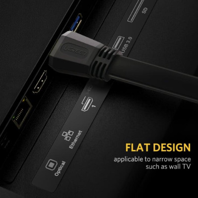 Ugreen UG50820ED015TK 3M màu đen Cáp tín hiệu HDMI dẹt - HÀNG CHÍNH HÃNG
