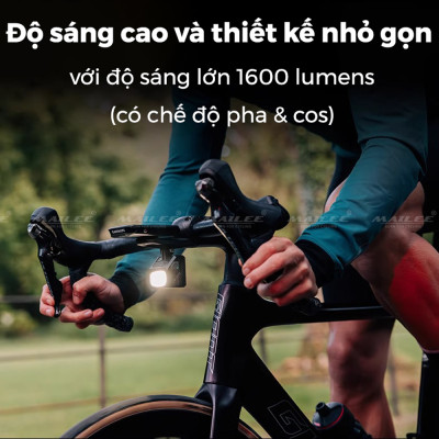 Đèn Xe Đạp Cao Cấp Magic CBL-1600 lumens, pin dung lượng 4000 mAh, tối đa 11h sáng, có chế độ cos/ pha cắt sáng tránh chói, đi kèm giá đỡ và remote (full đủ phụ kiện) - Mai Lee