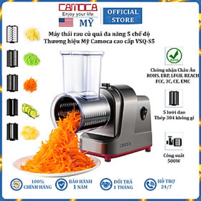 Máy thái rau củ quả đa năng 5 chế độ Camoca VSQ-S5, công suất 500W - Hàng chính hãng