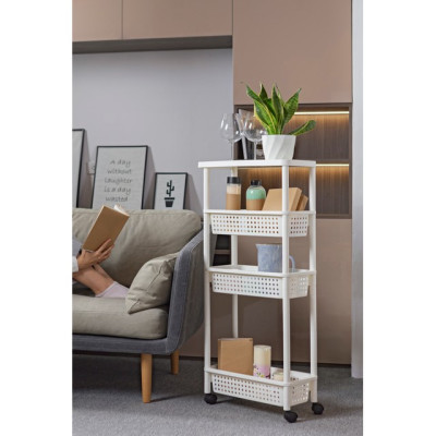 	 Kệ Di Động Đa Năng Bằng Nhựa Cao Cấp Có Bánh Xe Tokyo Inochi Nhật Bản (480 x 210 x 1000 mm) - Giao Màu Ngẫu Nhiên