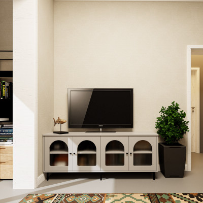 [Happy Home Furniture] SISEEL, Kệ TV 4 cánh mở - chân sắt, 160cm x 40cm x 64cm ( DxRxC), KTV_051