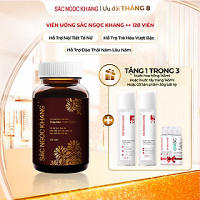 Viên uống Sắc Ngọc Khang ++ (120 viên) giúp trẻ hóa Làn da làm mờ sạm nám tàn nhang hiệu quả, tăng cường tính đàn hồi cho làn da, hỗ trợ cải thiện và phục hồi da bị lão hóa vượt trội