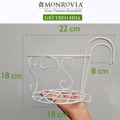  Combo 3 Giỏ treo chậu hoa ban công MONROVIA, giỏ sắt treo chậu hoa ban công, chậu treo ban công, kệ treo ban công, móc treo, khung thép, sơn tĩnh điện chính hãng thương hiệu MONROVIA  - Màu Trắng
