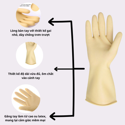 [Mua 3 Tặng 2] Bộ 3 Đôi Găng Tay Cao Su Ngọc Trai Size S