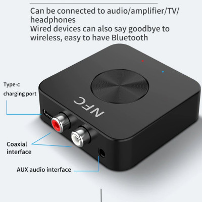 ROGTZ - Bộ Thu Phát Âm Thanh Bluetooth 5.0 2 Trong 1 BT-21, Hỗ trợ NFC, Pin 200mAh 8 Giờ, Chip Xử Lý Âm Thanh Thế Hệ Mới, 2 Cổng Âm Thanh RCA và AUX, Thiết Kế Nhỏ Gọn - Hàng Chính Hãng