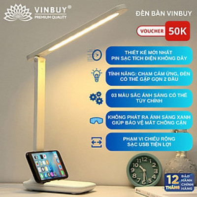 Đèn Bàn Học LED USB Di Động Cao Cấp - Đèn Làm Việc Sang Trọng Để Bàn Chống Chói Mắt Bảo Vệ Mắt - Có Thể Gập Hai Chỗ – 03 Chế Độ Ánh Sáng Vàng Bảo Vệ Mắt Chống Cận - Hàng Chính Hãng - VinBuy